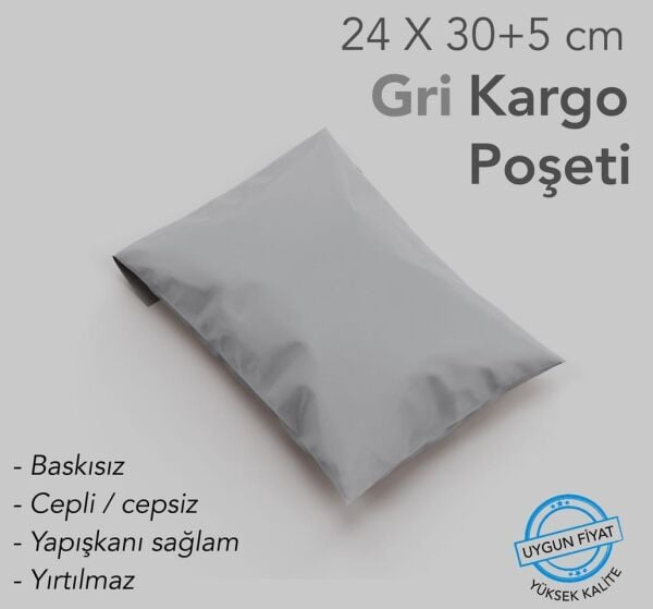 KARGO POŞETİ GRİ CEPSİZ 24x30+5