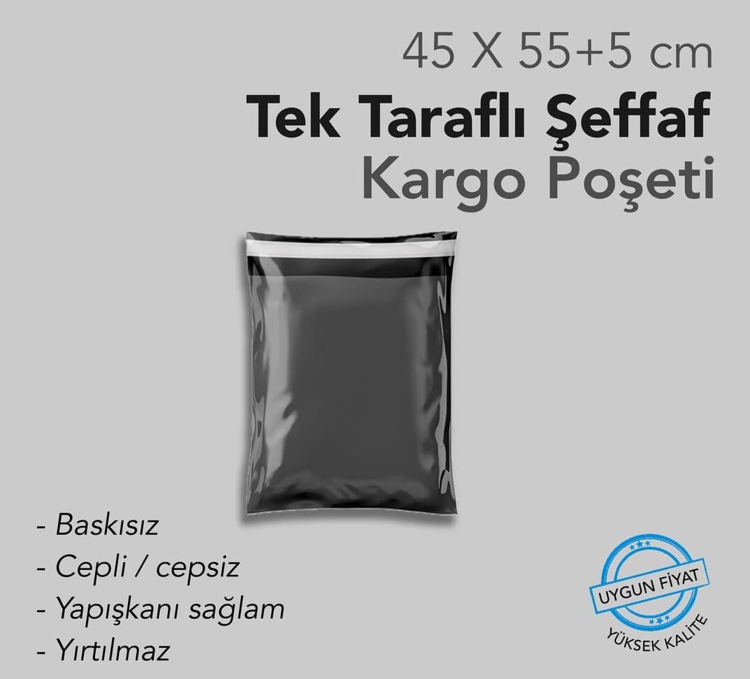 KARGO POŞETİ SİYAH ŞEFFAF 45x55+5