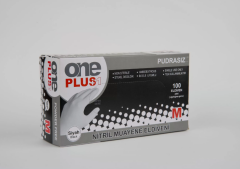 ONE PLUS PUDRASIZ SİYAH NİTRİL MUAYENE ELDİVENİ MEDİUM