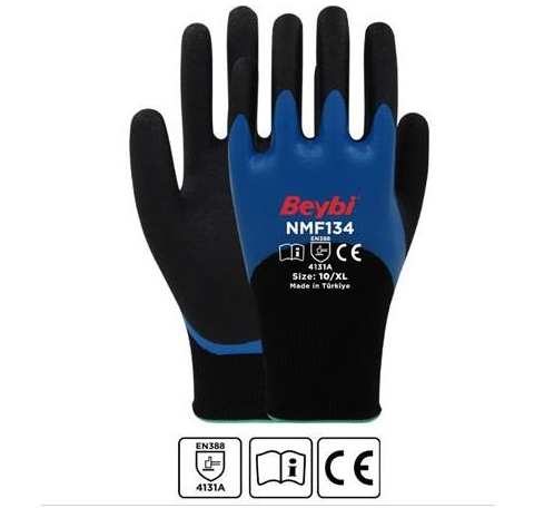 Beybi NMF134 Mikro Köpük Nitril Kaplı Polyester Örgü Eldiven