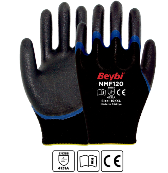 Beybi NMF120 Mikro Köpük Nitril Kaplı Polyester Örgü Eldiven