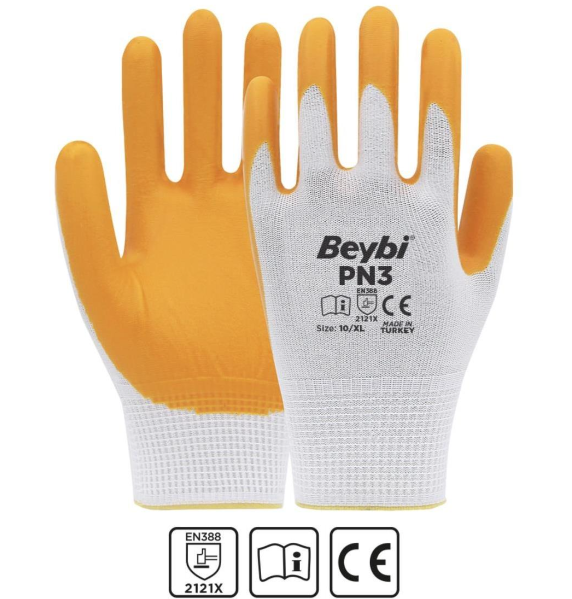 Beybi Pn3 Nitril Eldiven - Sarı