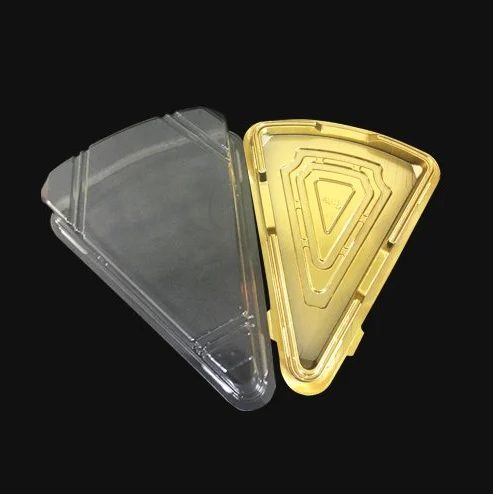 ÜÇGEN DİLİM PASTA  CHEESCAKE KABI GOLD PLASTİK