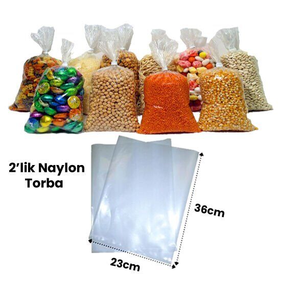 BAKKALİYE POŞETİ 2' LİK NAYLON TORBA 23 cm x 36 cm 1 Kg